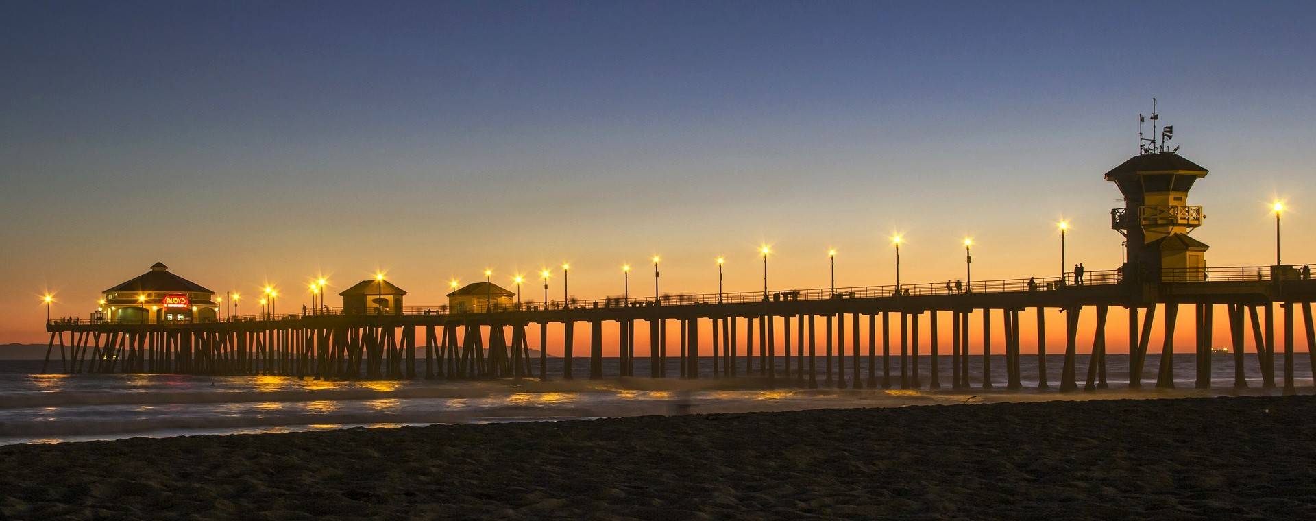 Sunset at Jetty Pier in Huntington Beach, Orange County, CA