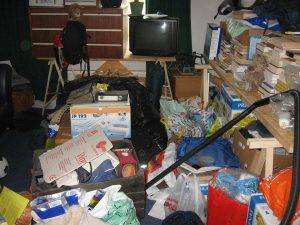 cluttered home before a move