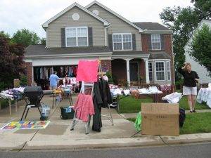 garage sale with "free" sign