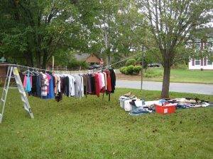 clothes for sale in a yard
